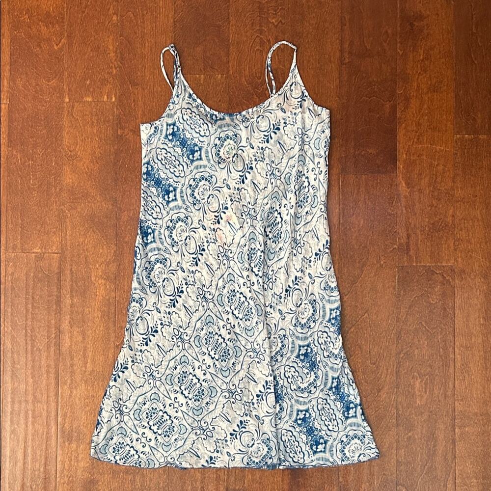 Johnny Was Blue Floral Flair Mini Slip Dress, Size Small, NWT